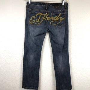Ed Hardy Dark Wash Mid Rise Denim Jeans Sz 29